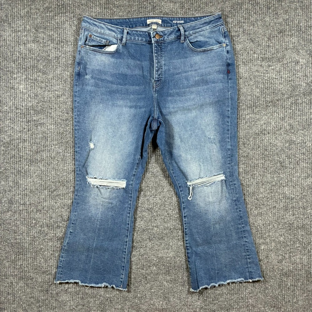 Warp +‎ Weft PSP Palm Springs Crop Bootcut Jeans Womens 18x26 Distressed Raw Hem